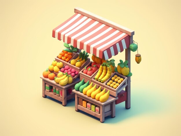 3d rendering small fruit stands