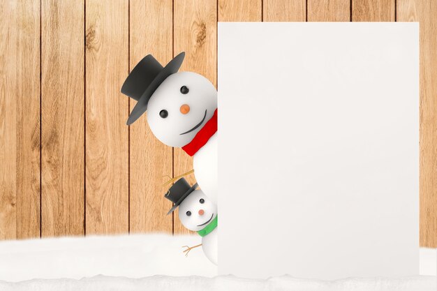 Photo 3d rendering smiling snowman