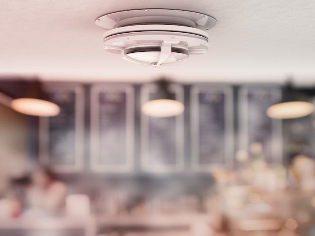 3d rendering smoke detector on ceiling