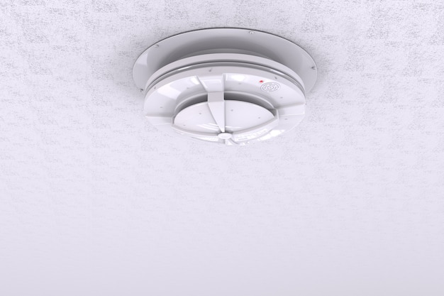 3d rendering smoke detector on ceiling