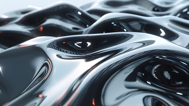 3D rendering of a smooth liquidlike surface with a glossy reflective finish