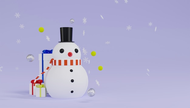 3d rendering snowman theme Merry christmas and happy new year.