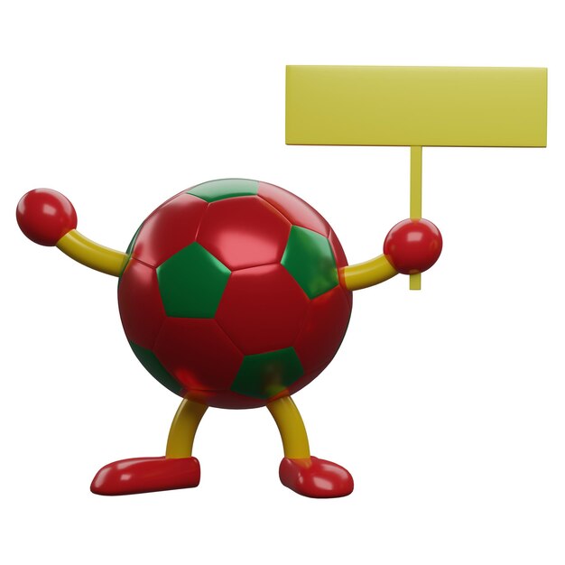 3D rendering Soccer ball model holding banner isolated