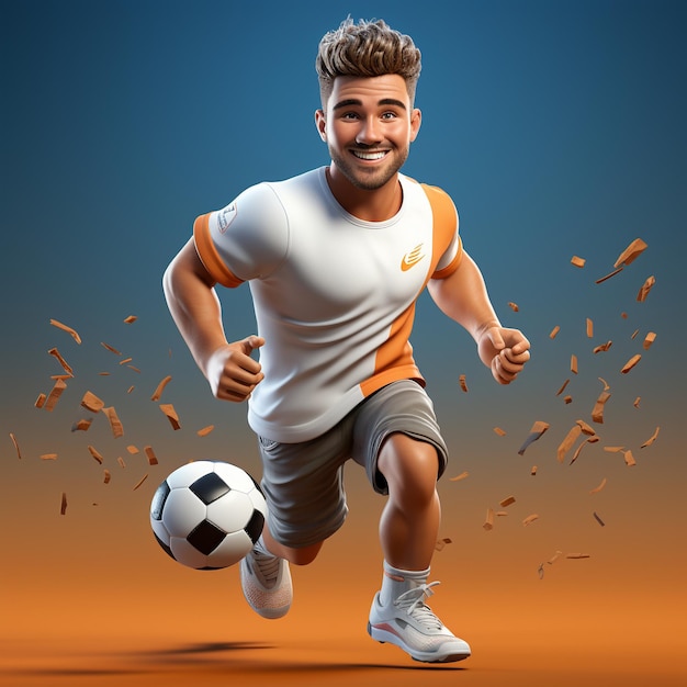 3d rendering of soccer player in action