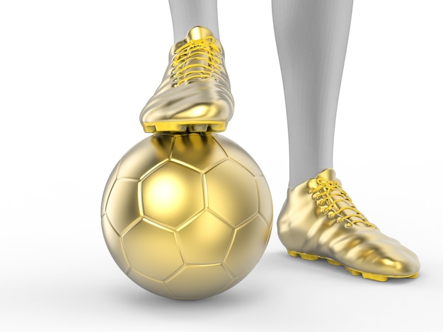 3d rendering soccer player standing with soccer ball