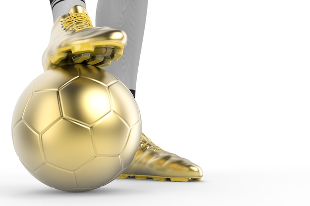 3d rendering soccer player standing with soccer ball