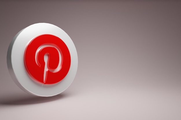 Photo 3d rendering social media logo icon pinterestxaon brown gradient backgroundxa