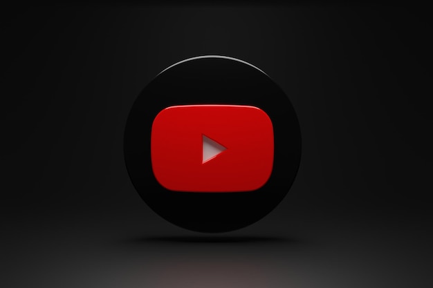 3d rendering social media logo icon YOUTUBE video and music freexA on black gradient background