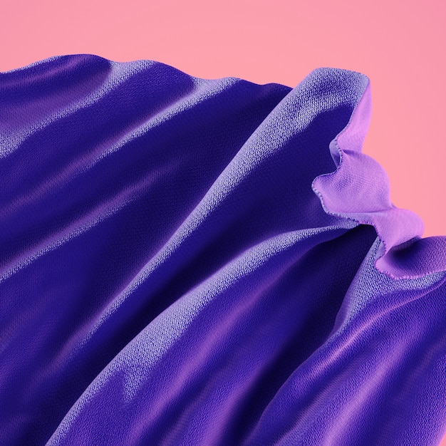 3d rendering of soft cloth purple material on coral pink 