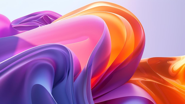 3D rendering Soft and colorful abstract shapes