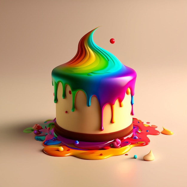 3d rendering of soft colorful cake melting