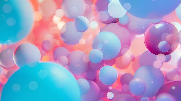 3d rendering of a soft pastel colored abstract background with floating spheres