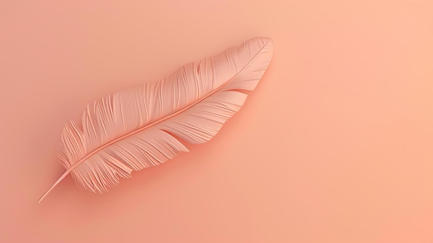 3D rendering of a soft pink feather on a pink background The feather is detailed and realistic with a soft fluffy texture