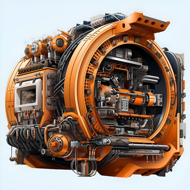 3D rendering of a spaceship engine isolated on a white background