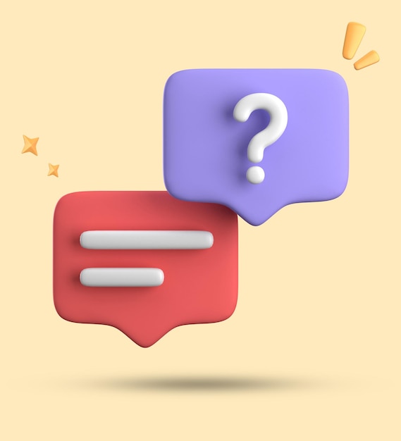 Photo 3d rendering of speech bubble 3d pastel chat with question mark icon set