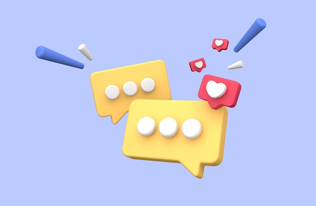 3d rendering of Speech bubble messages social media communication concept chat box