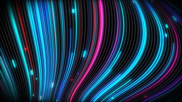 3D-рендеринг спиральных ярких вихревых потоков света на поверхности с линиями. Красочные декоративные фоны для презентаций, праздников, съемок. Шаблон оформления обложки, макет бизнес-флаера, обои