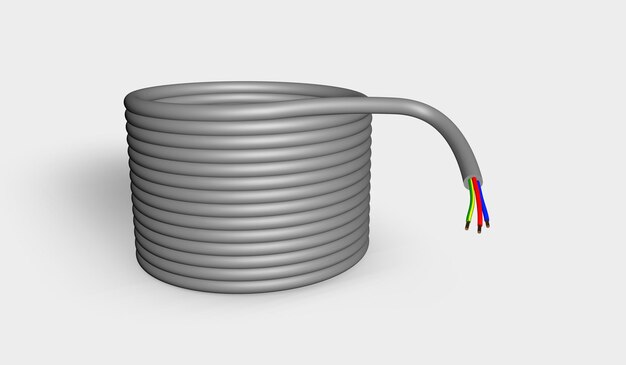 3D rendering of the spiral of a threepole electrical cable