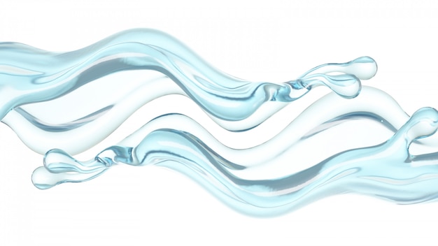 Photo 3d rendering splash of clear blue water