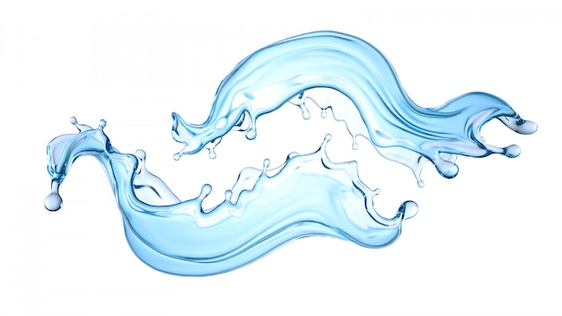 3d rendering splash of clear blue water