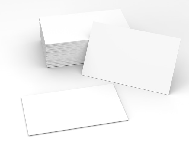 3d rendering stack of blank name cards