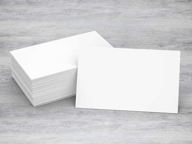 3d rendering stack of blank name cards