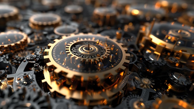 3D rendering of steampunk clockwork gears