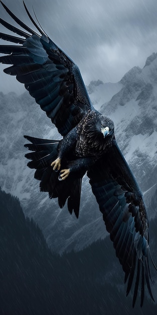 3D rendering of a Steller's sea eagle in the mountains