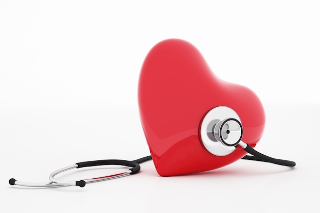 3D rendering of stethoscope and red heart