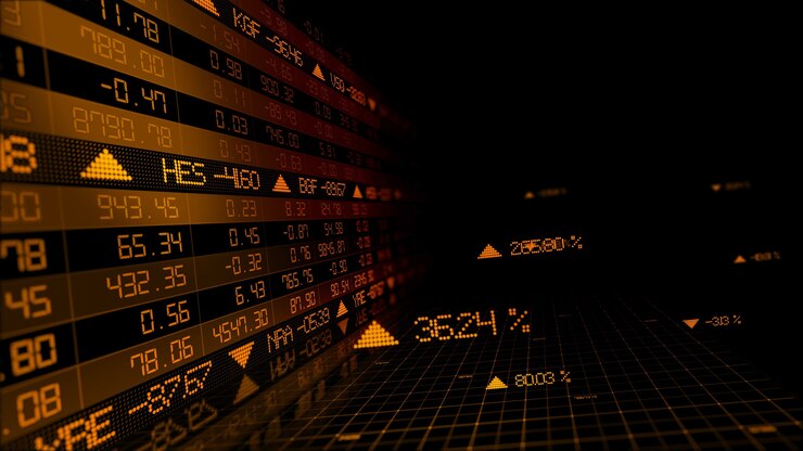 Photo 3d rendering of stock indexes in virtual space economic growth recession