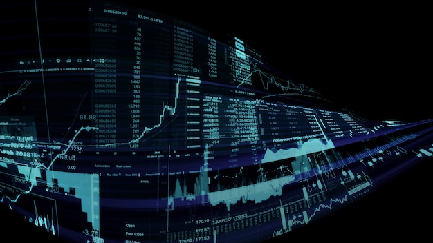 3D-рендеринг фондовых индексов в виртуальном пространстве Спад экономического роста
