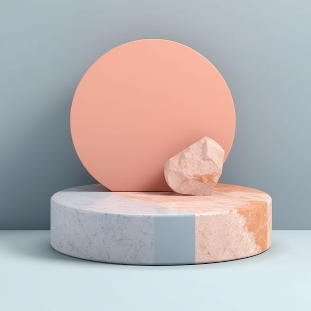 3D rendering of stone podium geometry Abstract mockup beauty items cosmetic item presenting mockup