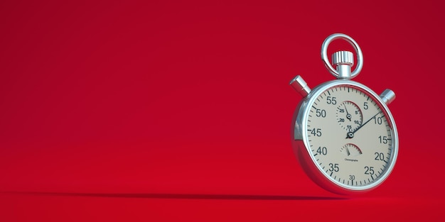 3D rendering of a stopwatch on a red background