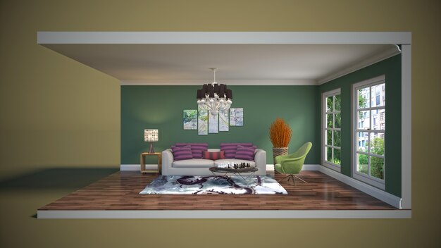 3D rendering of a stylish modern room