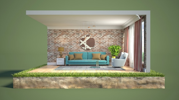 3D rendering of a stylish modern room