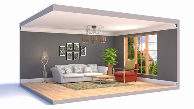 3D rendering of a stylish modern room