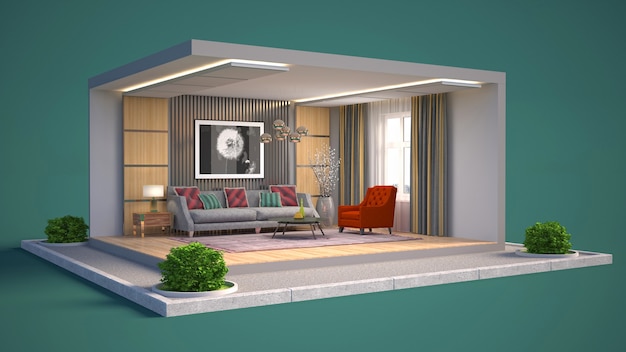 3d rendering of a stylish modern room