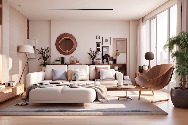 3d rendering of a stylish modern room