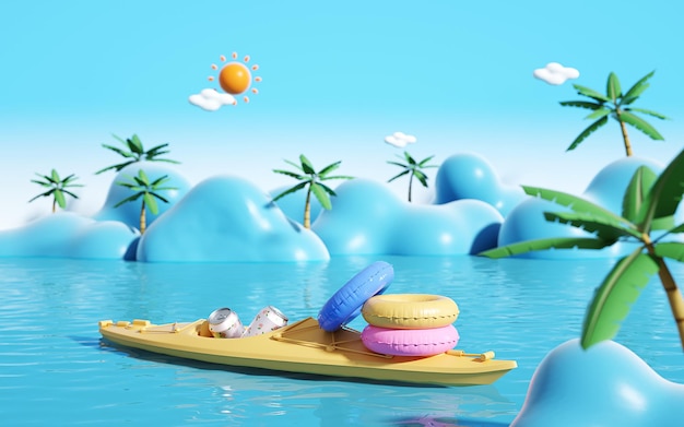 Photo 3d rendering of summer background