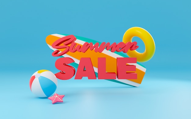 3d rendering summer sale illustration