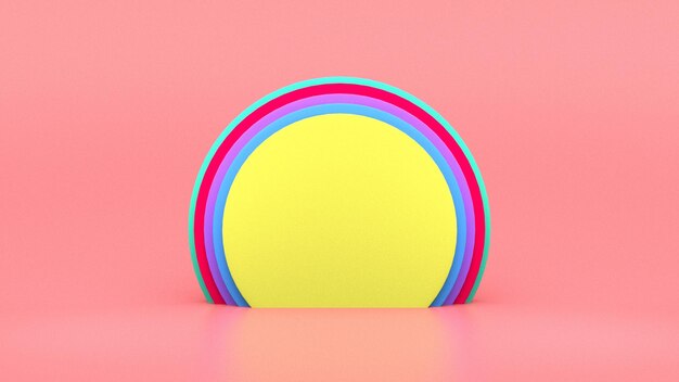 Photo 3d rendering of summer vacation concept colorful podium display pink background