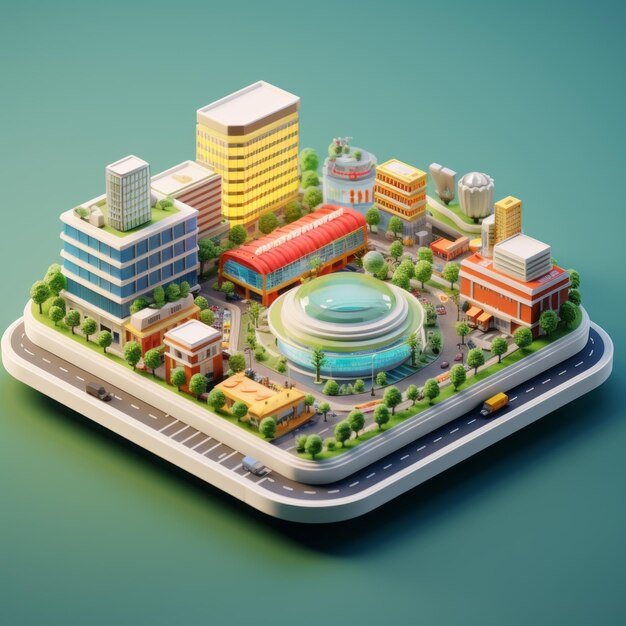 3d rendering of supermarket city isometric miniatur