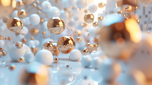 3D rendering of a surreal space with floating spheres