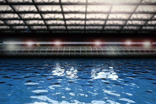 3d rendering swimming pool with stadium background