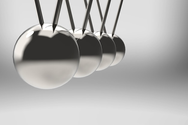 3d rendering swinging pendulum group on gray background