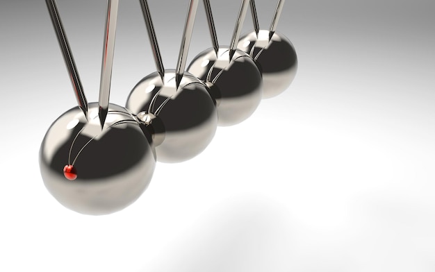 3d rendering swinging pendulum group on gray background