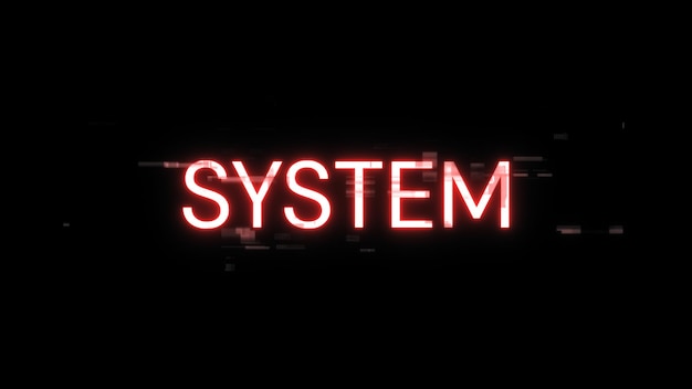 3D rendering system text with screen effects of technological glitches