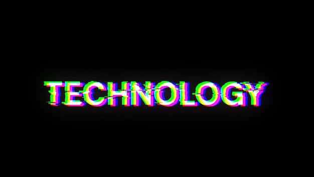 3D rendering technology text with screen effects of technological glitches