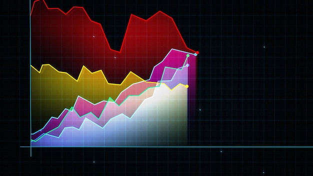 3D rendering of a techstyle digital income line graph against a hightech grid background