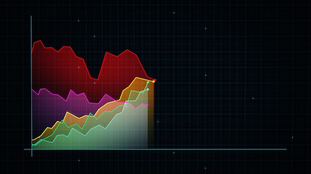 3D rendering of a techstyle digital income line graph against a hightech grid background